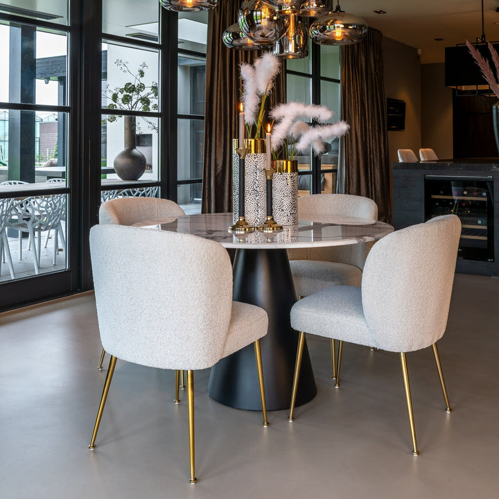 Richmond Interiors Degas White Marble Round Dining Table