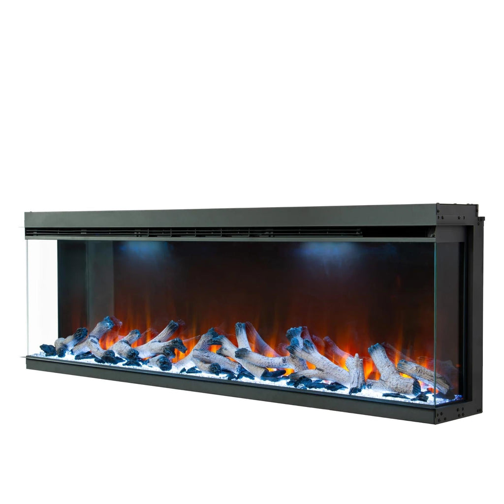 50 60 72 80 Inch 2025 Panoramic Smart Alexa Media Wall Fire 3 Sided Glass LED WiFi Electric UHD Fireplace