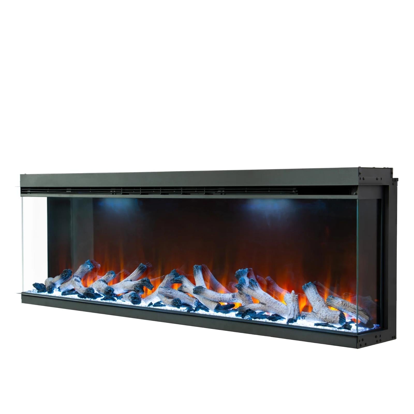50 60 72 80 Inch 2025 Panoramic Smart Alexa Media Wall Fire 3 Sided Glass LED WiFi Electric UHD Fireplace