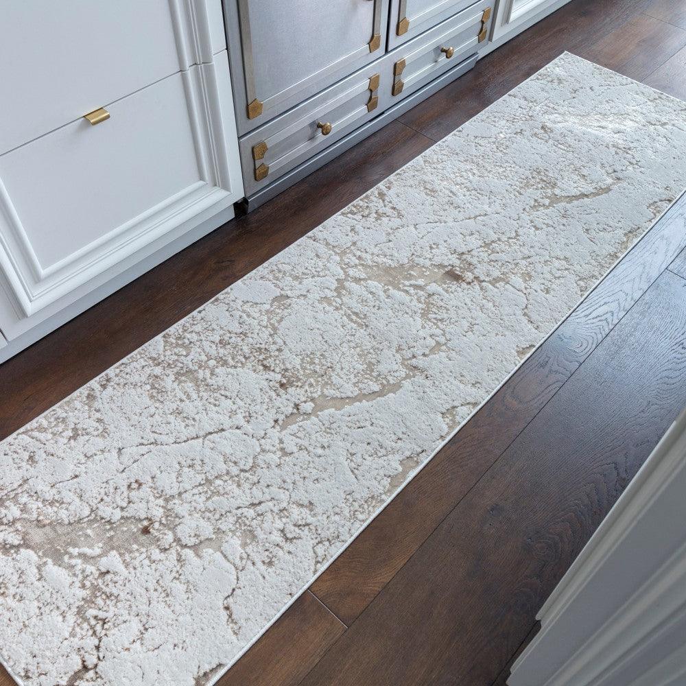 Aurora Strata AU16 Marble Runner Rugs in Metallic Beige Bronze and Grey-Esme Furnishings