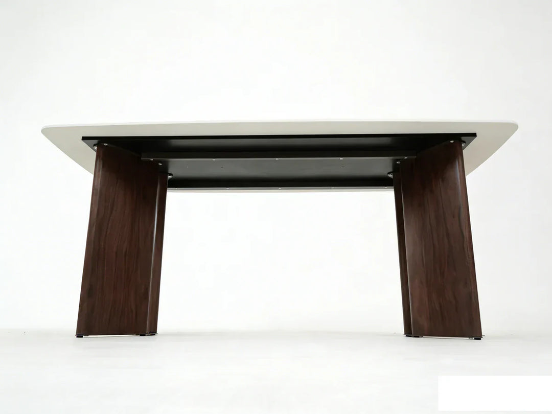 Almira 180cm Walnut & Travertine Ceramic Marble Dining Table