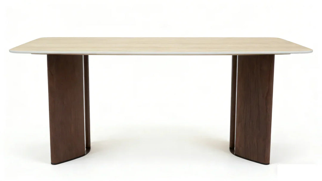 Almira 180cm Walnut & Travertine Ceramic Marble Dining Table