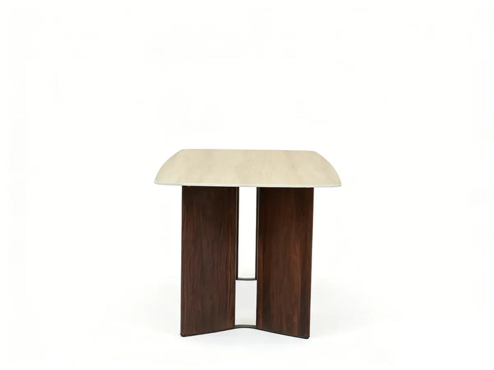 Almira 180cm Walnut & Travertine Ceramic Marble Dining Table