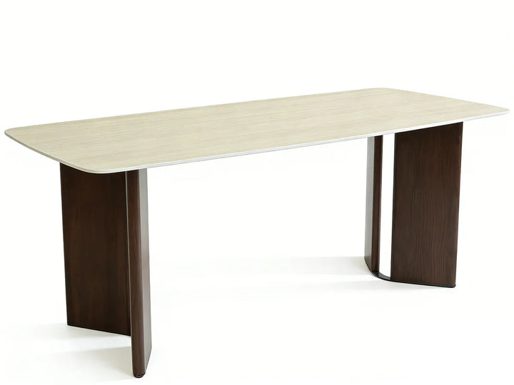 Almira 180cm Walnut & Travertine Ceramic Marble Dining Table