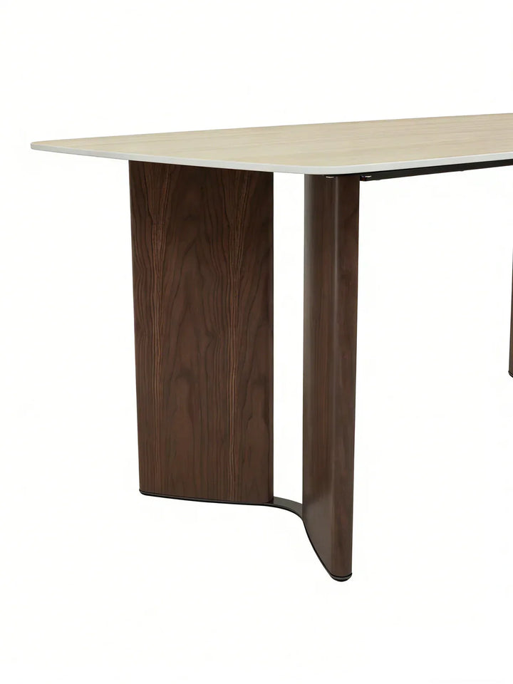 Almira 180cm Walnut & Travertine Ceramic Marble Dining Table
