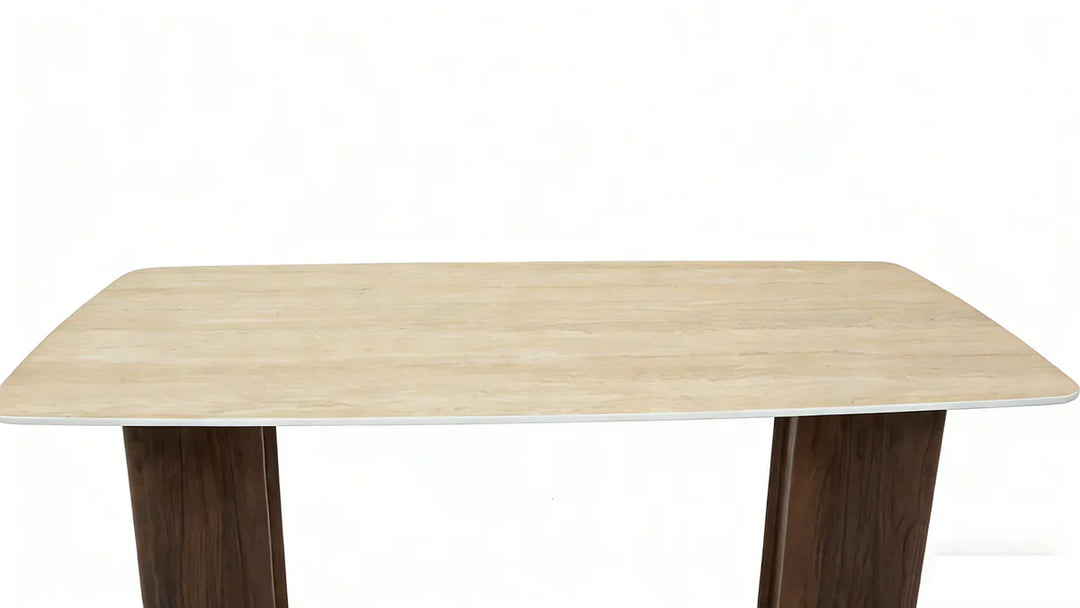 Almira 180cm Walnut & Travertine Ceramic Marble Dining Table
