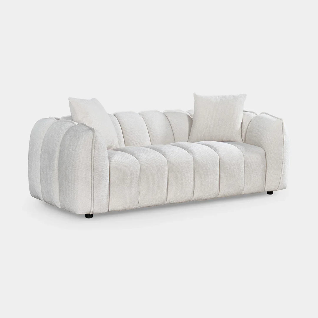 Venice Bubble Beige Boucle Fabric 3 Seater Sofa
