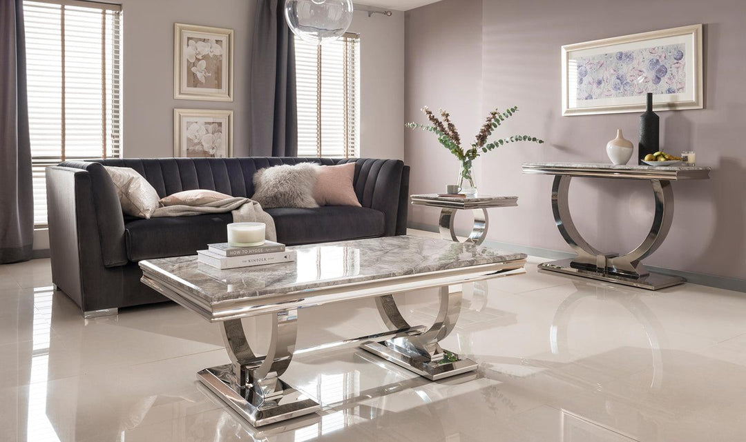 Arianna Grey Marble Coffee Table-Esme Furnishings