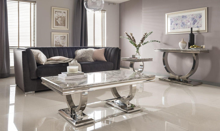 Arianna 120cm White Marble Console Table-Esme Furnishings