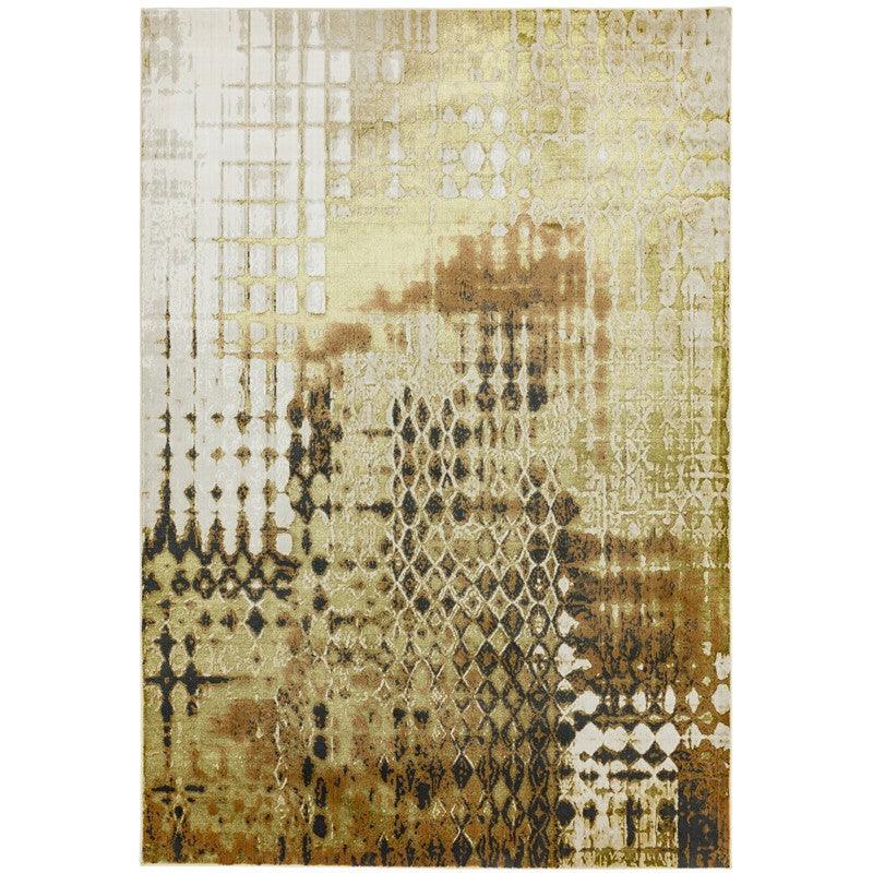 Aurora Diamond AU07 Geometric Rugs in Metallic Gold Yellow-Esme Furnishings
