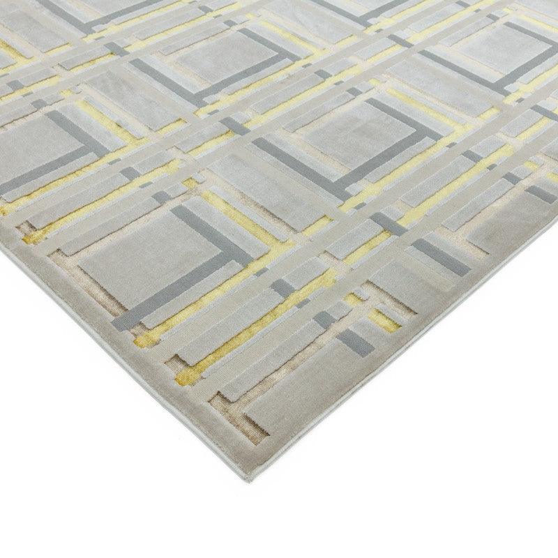 Aurora Elexus AU15 Geometric Rugs in Metallic Gold Bronze and Grey-Esme Furnishings