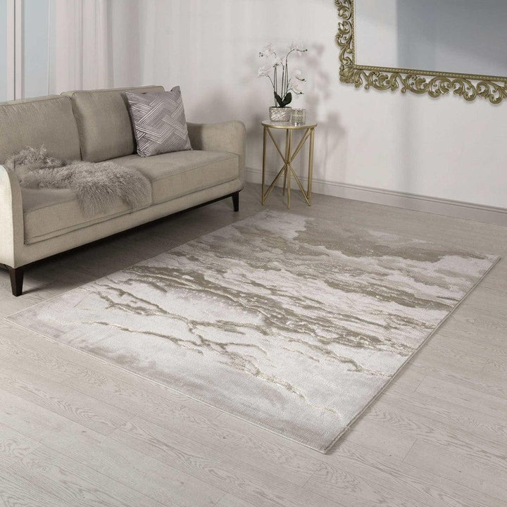 Aurora Linea AU17 Marble Rugs in Metallic Beige Bronze-Esme Furnishings
