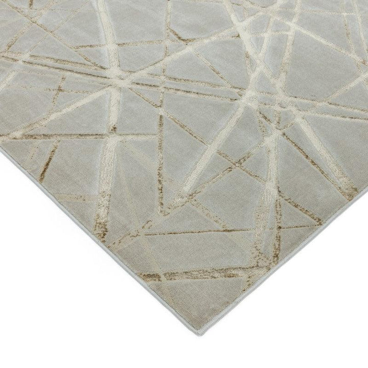 Aurora Mica AU13 Geometric Rugs in Metallic Beige Gold-Esme Furnishings
