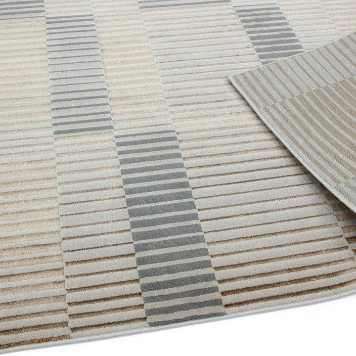 Aurora Ripple AU14 Geometric Rugs in Metallic Gold Silver-Esme Furnishings