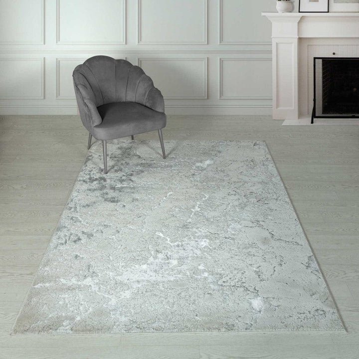 Aurora Solar AU03 Marble Rugs in Silver Grey-Esme Furnishings