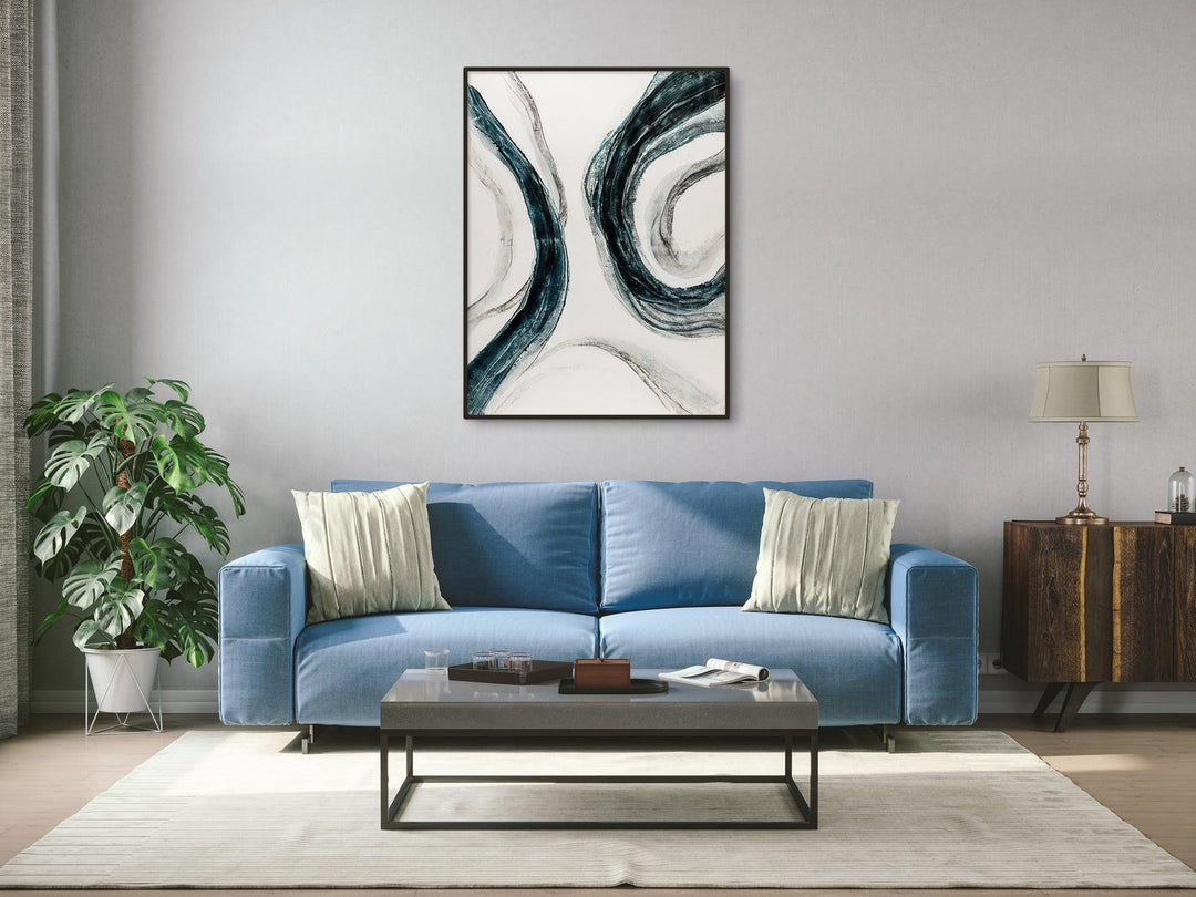 Palette Knife Textures Oil on Canvas 04 with a Black Frame-Esme Furnishings
