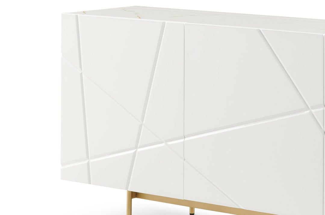 Berkeley Designs Helsinki White High Gloss Ceramic Marble Sideboard
