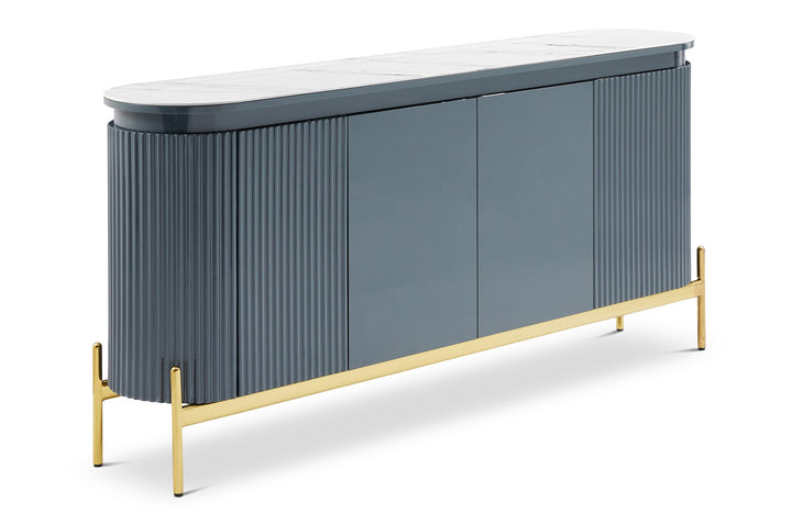 Berkeley Designs Knightsbridge Dark Blue High Gloss Ceramic Marble 4 Door Sideboard