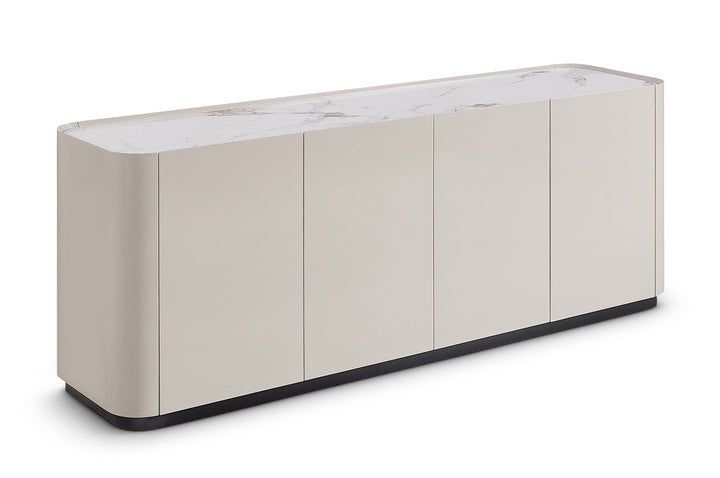 Berkeley Designs Shoreditch Taupe Gloss Ceramic Marble 4 Door Sideboard