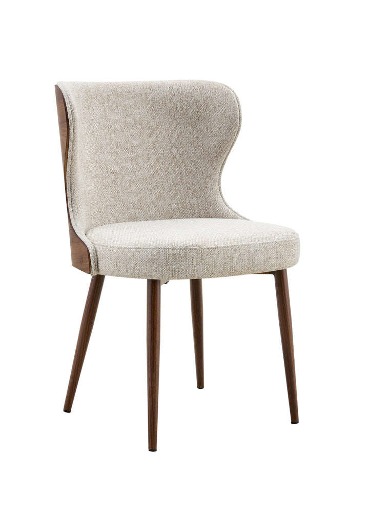 Bella Walnut Wood & Light Taupe Fabric Dining Chair