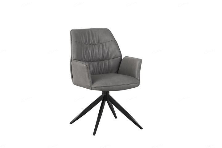 Berlish PU Leather Swivel Dining Chairs With Black Metal Base - Pairs - 2 Colours