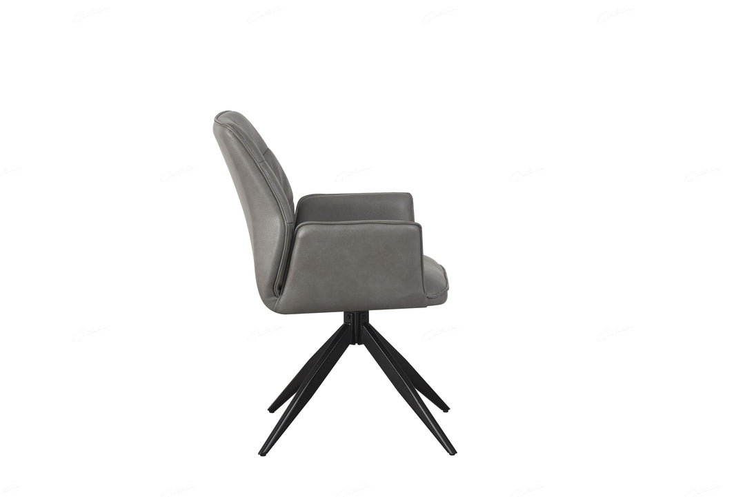 Berlish PU Leather Swivel Dining Chairs With Black Metal Base - Pairs - 2 Colours