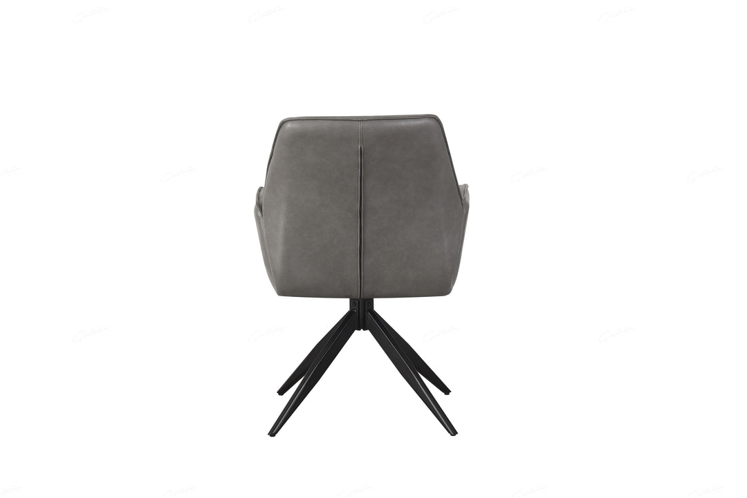 Berlish PU Leather Swivel Dining Chairs With Black Metal Base - Pairs - 2 Colours