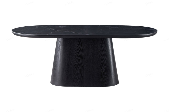 Bianca 200cm Oval Black Ceramic Marble Dining Table