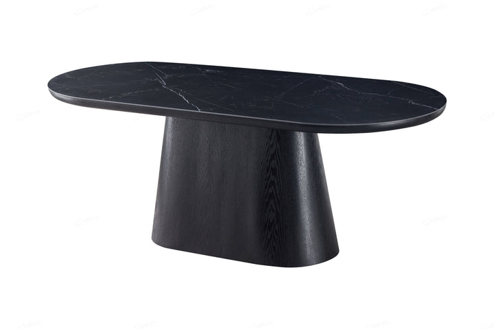 Bianca 200cm Oval Black Ceramic Marble Dining Table