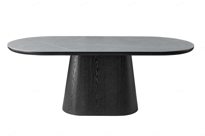 Bianca 200cm Oval Black & Grey Ceramic Marble Dining Table