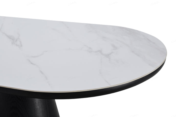 Bianca 200cm Oval Black & White Ceramic Marble Dining Table