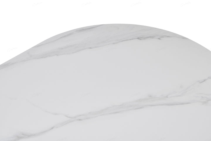 Bianca 200cm Oval Black & White Ceramic Marble Dining Table