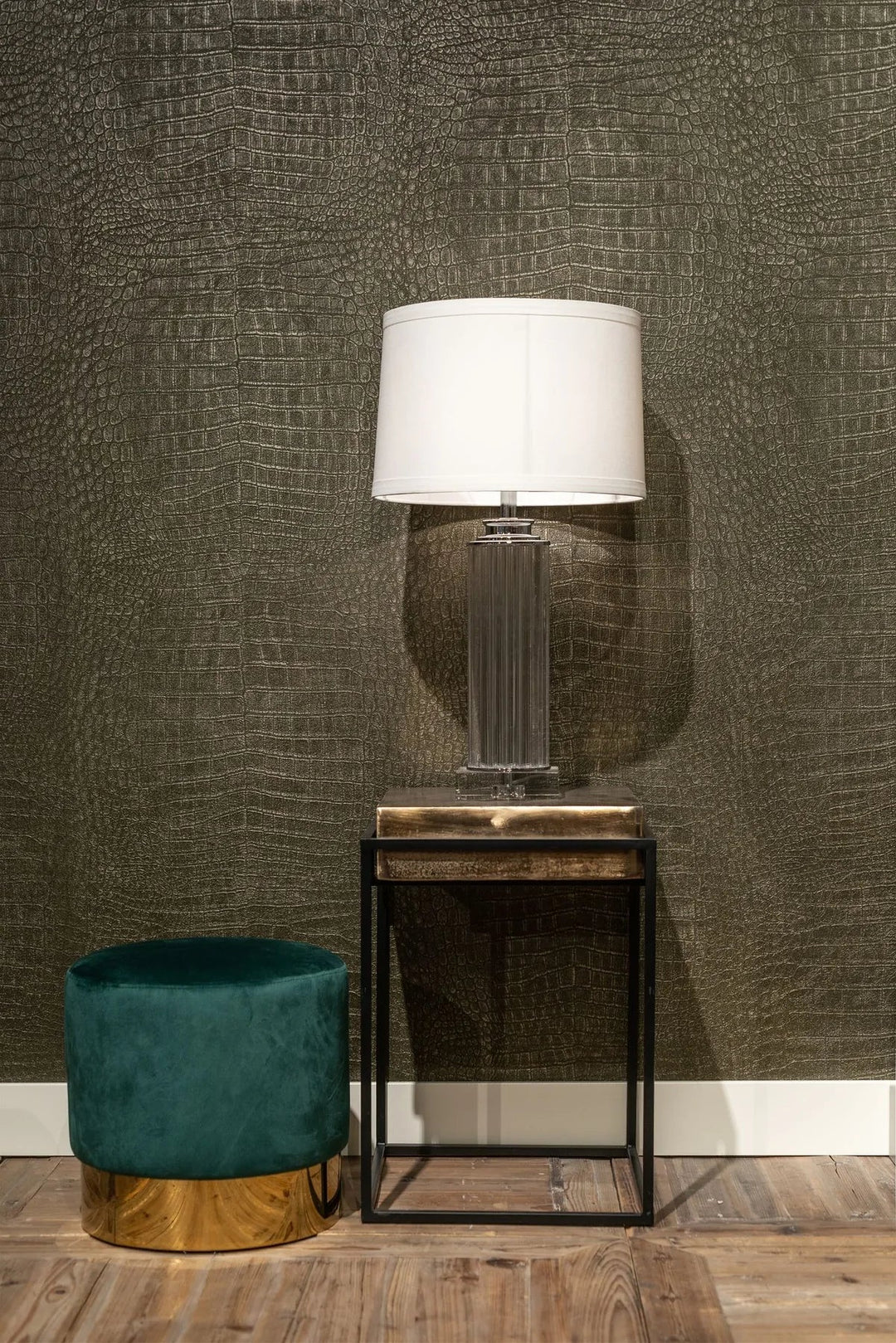 Calloway Champagne Gold and Black Side Table-Belmont Interiors