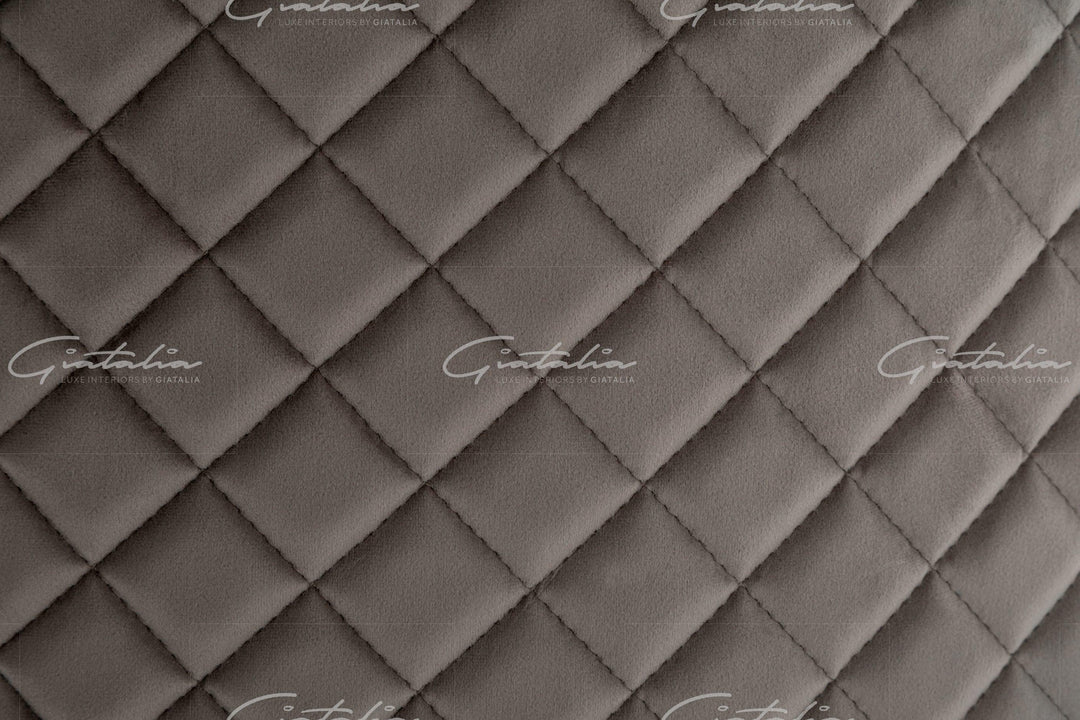 Cambridge Light Grey French Plush Velvet Quilted Back Ring Dining Chair-Esme Furnishings