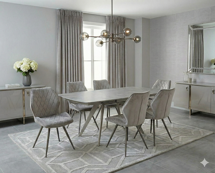 Cambridge 120-180cm Grey Ceramic Stone Swivel Extending Marble Dining Table