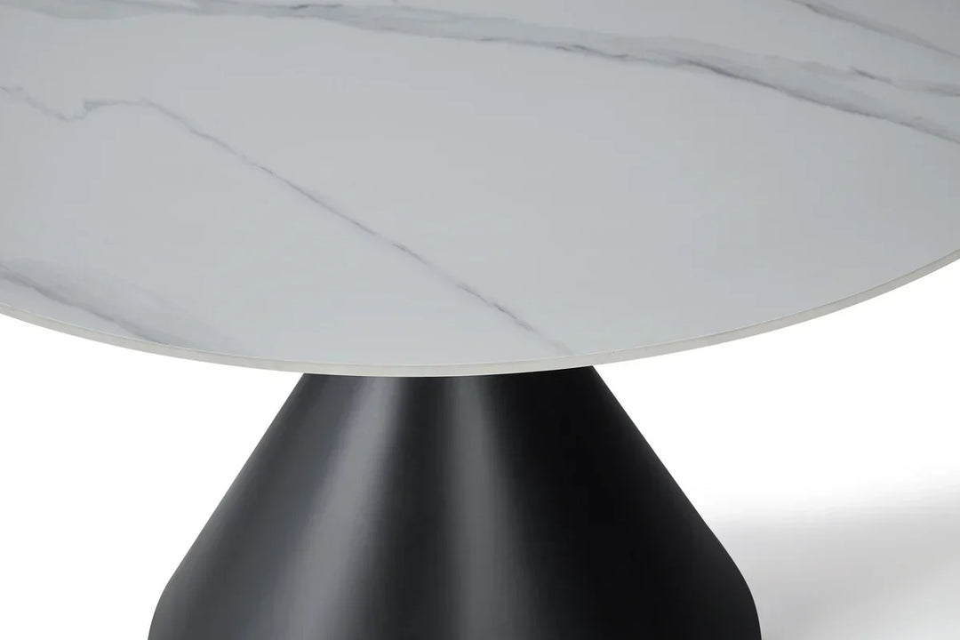 Casa Round 120cm Black & White Ceramic Marble Dining Table