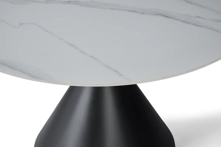 Casa Round 120cm Black & White Ceramic Marble Dining Table