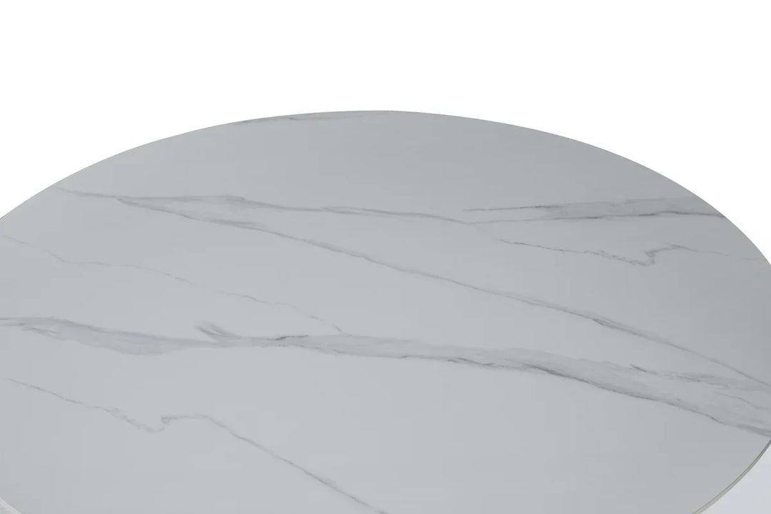 Casa Round 120cm Black & White Ceramic Marble Dining Table