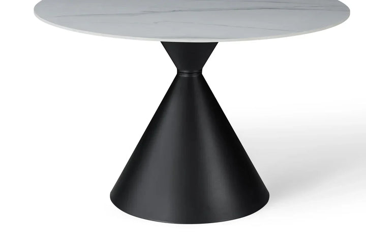 Casa Round 120cm Black & White Ceramic Marble Dining Table