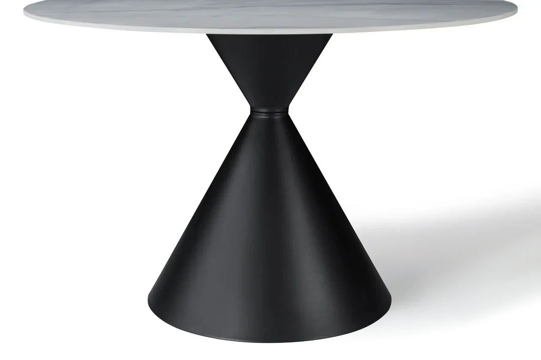 Casa Round 120cm Black & White Ceramic Marble Dining Table