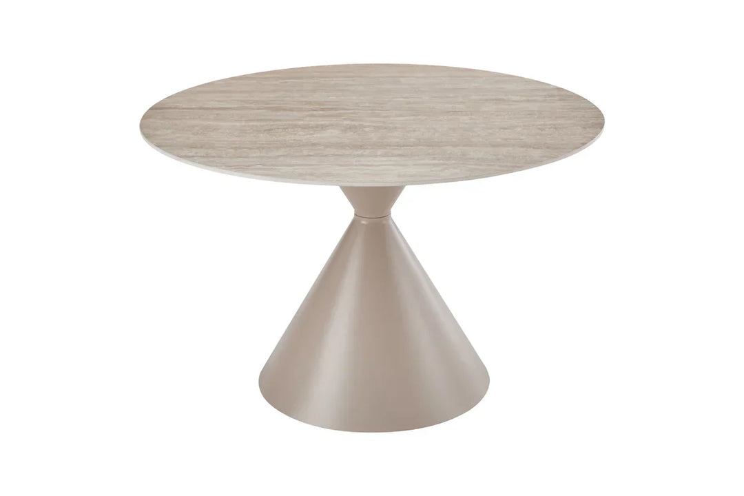Casa Round 120cm Cappuccino & Travertine Ceramic Marble Dining Table