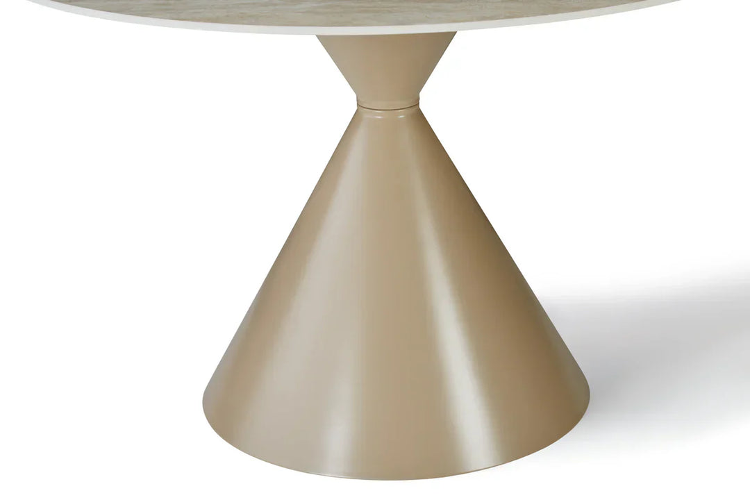 Casa Round 120cm Cappuccino & Travertine Ceramic Marble Dining Table