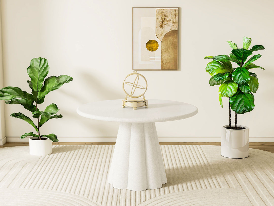 Casadira 120cm Round White Micro Cement Dining Table