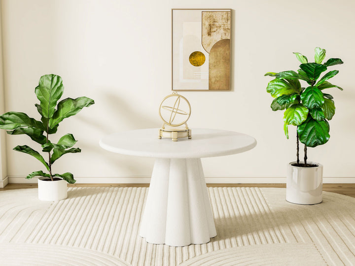 Casadira 120cm Round White Micro Cement Dining Table