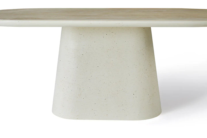 Celine 200cm Oval Ivory & Travertine Ceramic Marble Dining Table