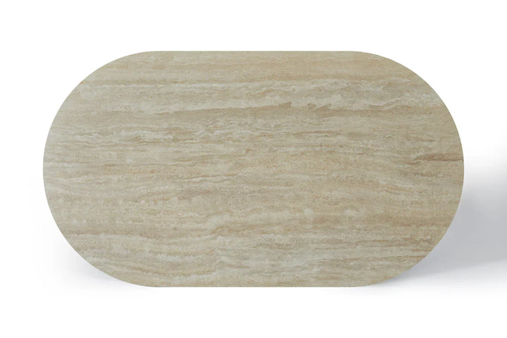 Celine 160cm Oval Ivory & Travertine Ceramic Marble Dining Table