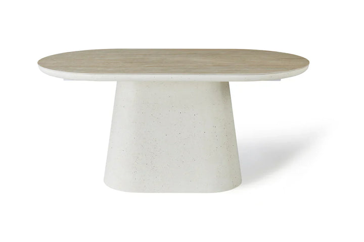 Celine 160cm Oval Ivory & Travertine Ceramic Marble Dining Table