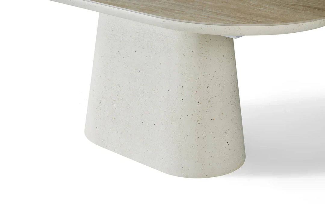 Celine 160cm Oval Ivory & Travertine Ceramic Marble Dining Table