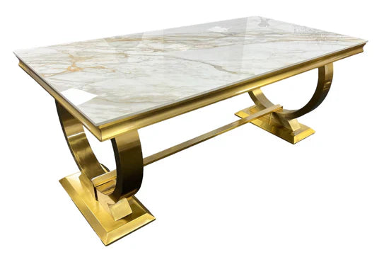 Arianna 180cm Marble & GOLD Legs Dining Table