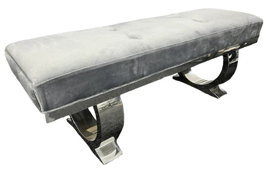 Arianna 150cm Grey Marble Dining Table + Belle Grey Velvet Dining Chairs + Grey 130cm Bench